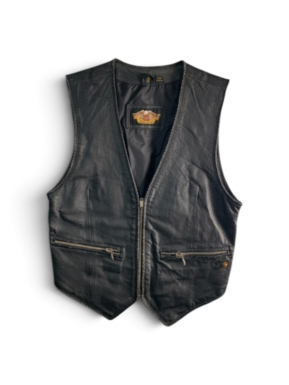 Harley-Davidson Women’s Leather Motorcycle Vest Size Small Zip Front